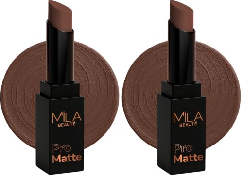 Image of Mila Beaute Pro Matte Lipstick | Highly Pigmented & Long lasting | Semi Matte Finish | Light Weight Lipstick | Single Swipe Application | Luxurious Lip Color | Shade - (Marykom, 4.2g) (Pack of 2)