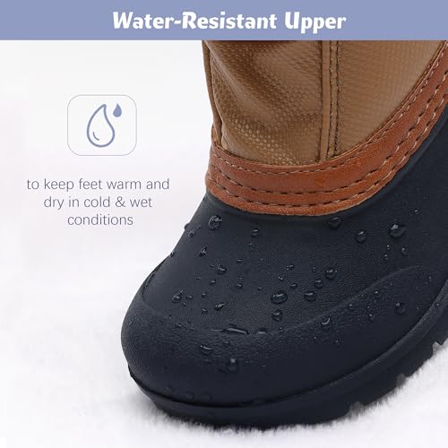 festooning Boys Girls Winter Snow Boots Waterproof Outdoor Warm Liner Non-Slip Elastic Band Shoes for Toddler/Little Kid/Big Kid3