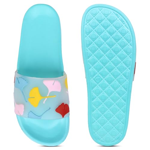 Image of Pampy Angel Transparent Leafs Women's Flip Flops Slides Back Open Household Comfortable Slippers