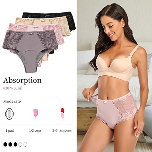 Image of Period Underwear for Women, Leakproof Period Panties, Lace Menstrual Underwear Breathable & Soft