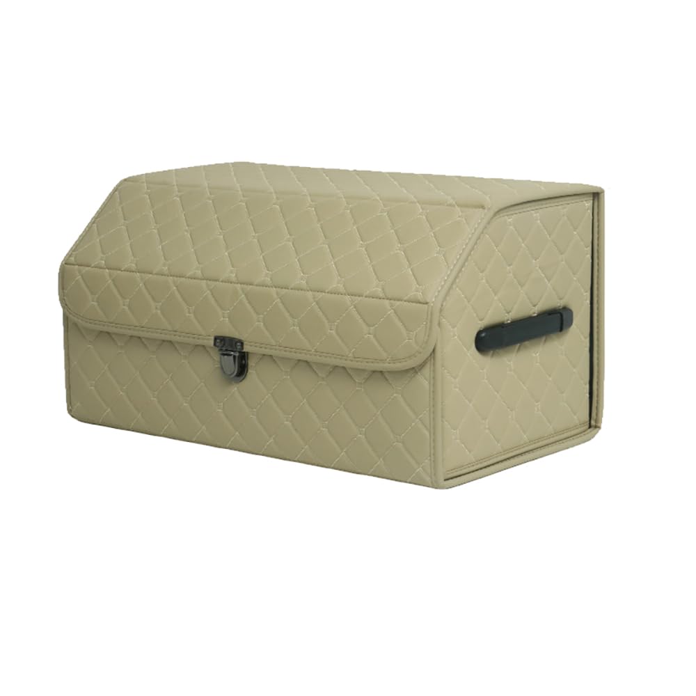 Cuero Organizadores de baúles Bolsas para Maletero del Coche Plegable Almacenamiento y organización para Genesis G80 Grand Santafe Veracruz,F/Beige-M