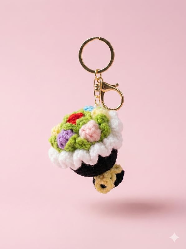 Image of Handmade Crochet Flower Keychain for Bags Keys Purse Backpack Cute Aesthetic Yarn Keyring Bag Charm Handmade Soft Thread Flower Keychain for Girls Women Kids Gifting and Daily Use