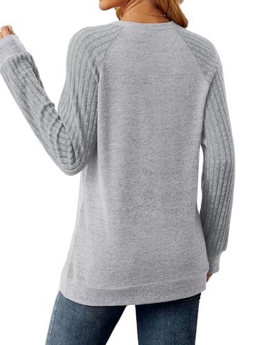 Image of Saloogoe Tunic Sweatshirts for Women Crewneck Lightweight Sweaters Raglan Long Sleeve Shirts Fall Fashion Tops 2026