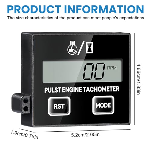 Digitaler Drehzahlmesser Motorsäge, Induktiver Drehzahlmesser Kleiner, Drehzahlmesser für Kettensäge, 2 Takt Digital Tachometer mit Stundenzähler für Motorrad Schneefräse Motocross Rasenmäher