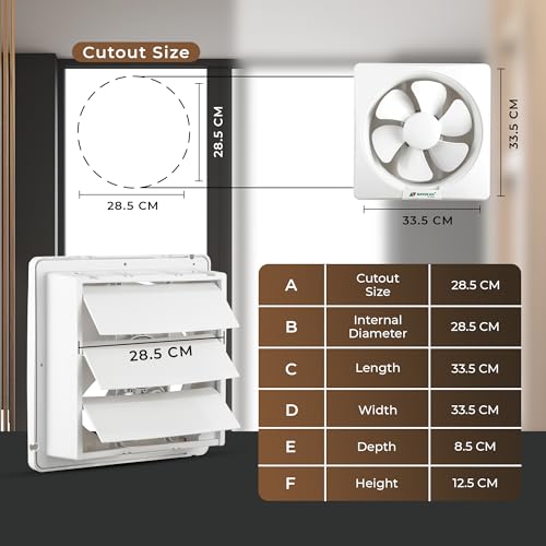 Image of RAYDEAN BLDC Exhaust Fan 250mm (10 inches) for Bathroom, Kitchen | 20W BLDC Motor | Air Delivery 900 CMH | 1450 RPM | Easy to Clean | Quiet Operation | Cut-out Size 290mm | White | 2 Years Warranty