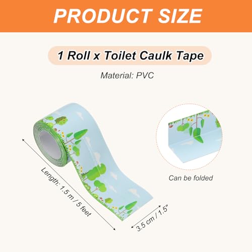 Image of PATIKIL Caulk Tape Waterproof Self Adhesive, PVC Toilet Caulking Sealant Strip Bathtub Caulk Sealing Strip Tape for Bathroom Kitchen Countertop, Forest (1.5 Inch x 5 Ft)