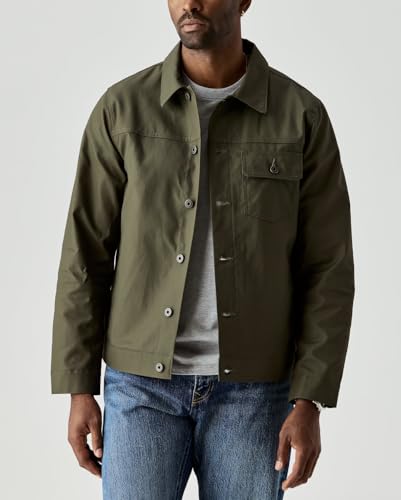 Image of Huckberry Flint and Tinder Dry Wax Trucker Jacket, Unlined Mens Lightweight Cotton Jacket