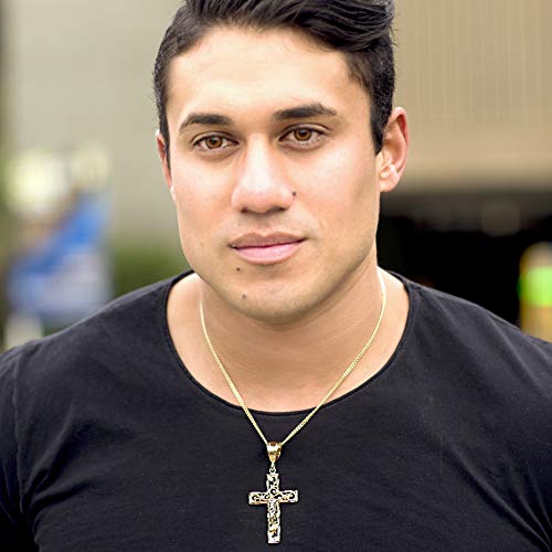 LIFETIME JEWELRY Large Filigree Crucifix Cross Necklace for Men & Women 24k Gold Plated2