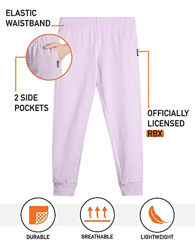 Rbx Girls' Sweatpants - 2 Pack Active Fleece Joggers (Size: 4-16), Size 10-12, Lavender/Black #TOP1