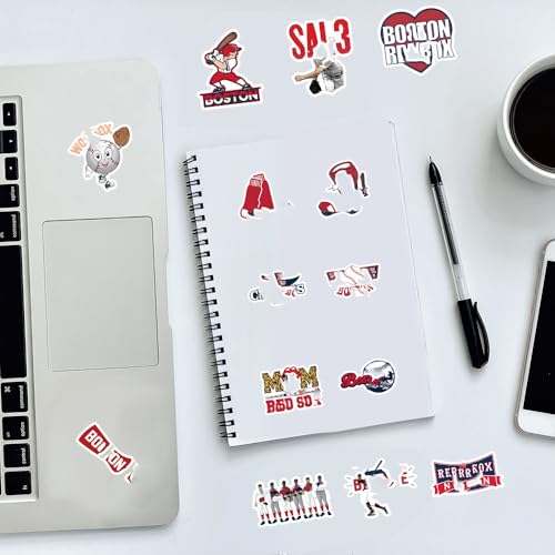 Image of 50 PCS Boston City American Vinyl Red Sox Stickers Pack Baseball Stickers for Water Bottle, Laptop, Bicycle, Computer, Motorcycle, Travel Case, Car Decal Decoration Sticker