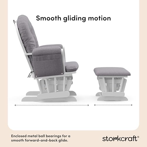 Image of Storkcraft Premium Hoop Glider & Ottoman (Espresso /Gray Swirl) - GREENGUARD Gold Certified Nursery Glider, Solid Wood Craftsmanship, Smooth-Gliding Nursery Chair and Ottoman, Award-Winning