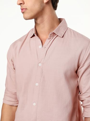 Image of Urbano Fashion Men's Linen Blend Full Sleeve Relaxed Fit Casual Solid Shirt