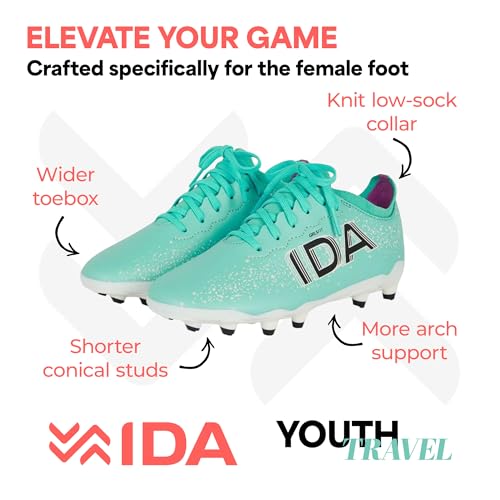 IDA Travel Girls Youth Soccer Cleats, GRLSFIT Comfort, PU Leather Upper, Girls Soccer Cleats Female-Specific Fit2