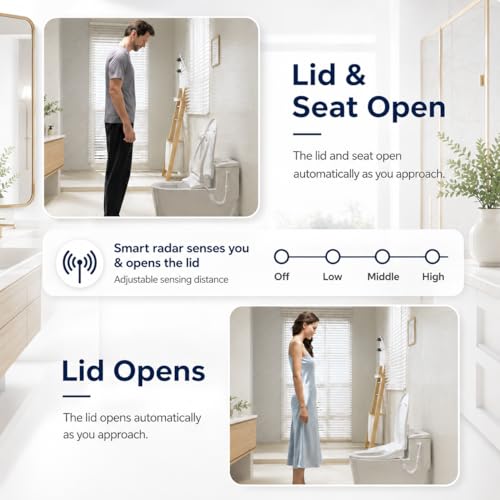 Image of DC02 iCleaningo Electric Bidet Toilet Seat, Auto Open & Close Lid, Heated Seat, Adjustable Wash & Dry, 360 Handheld Sprayer, 42-Color Dual-Ring Ambient Light, Elongated, Remote