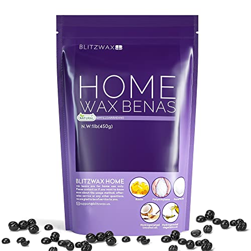 BLITZWAX Hard Wax Beads for Hair Removal 1lb Relax Formula Black Cologne Wax Beans for Coarse Hair Brazilian Wax for Bikini, Underarms, Back and Chest Large Refill Waxing beads for Women Men At Home Waxing