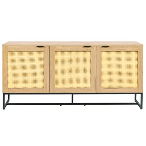 Casual Jackets Utensil Cabinet Storage 63 Inch With 3 Doors, Wood Mdf Console Table Kitchen Dining Room Storage #TOP16