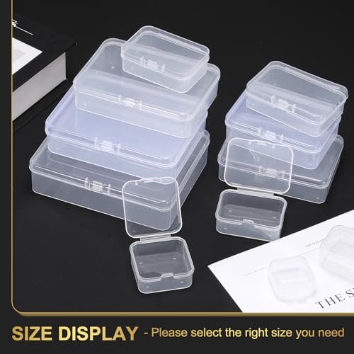 Petites boîtes de rangement rectangulaires plastique transparent avec couvercles lot de 20