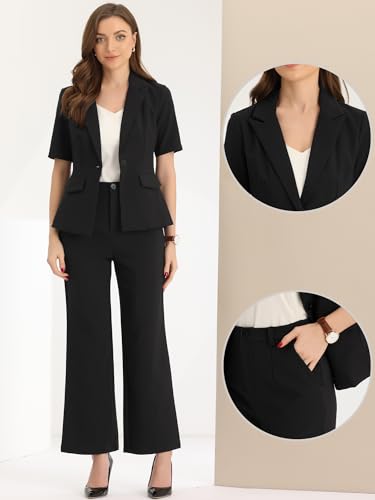 Allegra K Pant Suits for Women Dressy 2 Piece Blazer and Pants Set Work Office Outfits Business Casual Pantsuits2