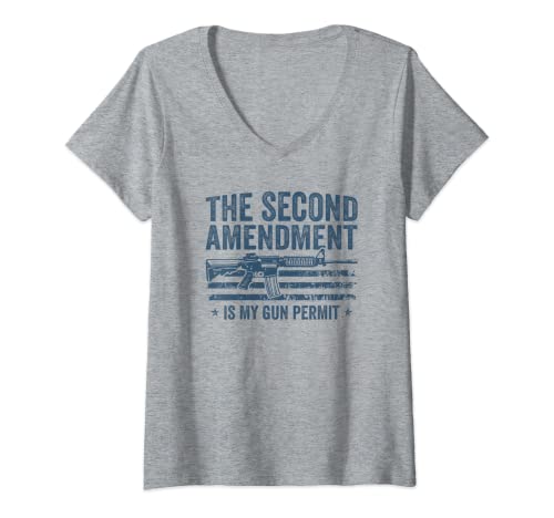 Mujer La segunda enmienda es mi permiso de arma - Pro Gun American Rights Camiseta Cuello V