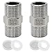 Produktbild GOIYZTTR 2 Stücke Edelstahl Doppelnippel Verbinder Doppelgewindeanschluss Gewindefitting Adapter mit 2 x Dichtungen und 2*Spüle Belüfter Filter Element