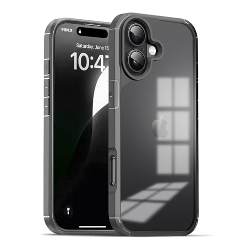 Image of KARWANBack Cover |Shockproof Bumper Case | Full Camera Protection | Raised Edges | Super Soft Side TPU | Bumper Case for iPhone 16 - Grey