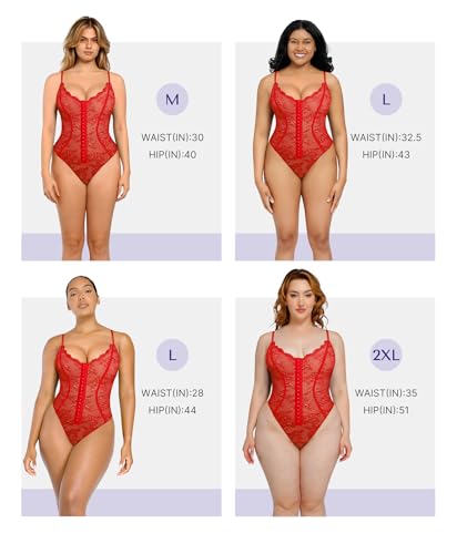 Image of SHAPELLX Lace Shapewear Bodysuit for Women Body Shaper Fajas for Women Tummy Control Plus Size XX-Large