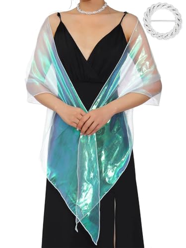 EASEDAILY Women's Shawls and Wraps for Evening Dresses Sparkle Sheer Wedding Scarf Bridal Stole Cape for Birdesmaid and Birde