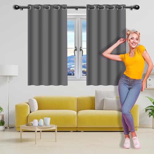 ZYANBIN Cortinas Dormitorio con Ojales 160 x 182 cm Isolanti Termiche Protezione Della Privacy Tende Termiche Camera da Letto con Anelli per Interni Finestre con Anelli, Gris Claro