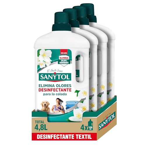 Sanytol – Desinfectante Textil, Elimina Gérmenes y Malos Olores de la Ropa Sin Lejía, 1.2L , 4 Unidad ( Paquete de 1)