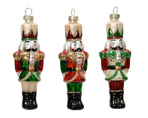 Christbaumschmuck Nussknacker 12cm Glas - Figur zum Aufhängen - 1...