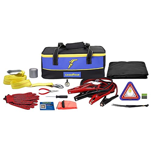 Goodyear Truck Kit GY5012 Gifts for Him Roadside Emergency Automotive Safety Kit with 16FT Jumper Cables and Visibility Items