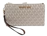 Michael Michael Kors Jet Set Travel Leather Double Zip Wristlet (Vanilla)