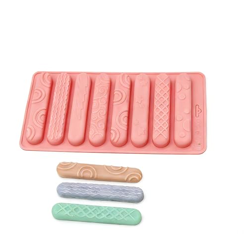 X-Haibei 3.6-inch Length Pattern Stick Bar Biscuit Chocolate Baking Jello Caramels Ice Cube Crayon Silicone Mold 0.5oz per cell