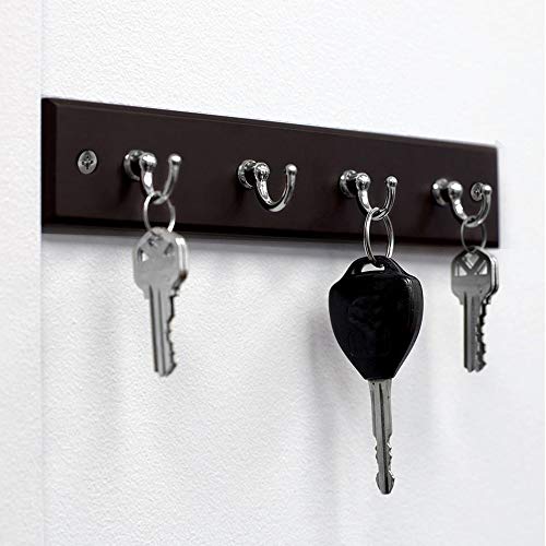 Wall Mounted Key Rail Rack Hanger Holder With 4 Hooks Storage Organizer Home Decor (Black) #TOP4