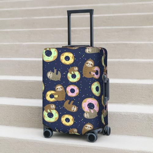 Sloth with Donuts Luggage Cover TSA Approved Stylish Dust and Scratch Resistant Luggage Case Protector Washable Elasticated Luggage Covers for Kids and Adults3