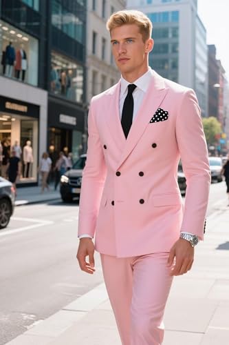 Men 2 Piece Regular Slim Fit Suits Prom Blazers Vest Pants Wedding Tuxedos Double Breasted Suits Set Business Formal ALV154