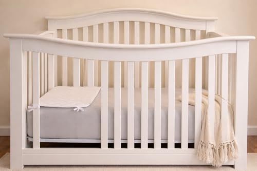 Image of Abstract Quilted Portable Crib Bib Sheet Saver | Safe, Soft & Breathable 24.5 inch X 13 inch (1 Pack, White)