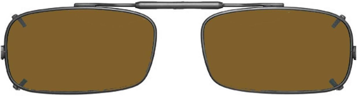 Visionaries Polarized Clip on Sunglasses - True Rec - Bronze Frame - 56 x 35 Eye
