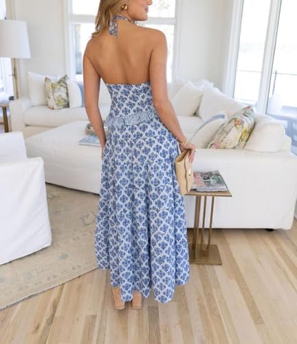 Women Y2k 2 Piece Maxi Skirt Set Boho Floral Slim Fit Tops Mesh Flowy Long Skirt Summer Beach Sheer Outfits4