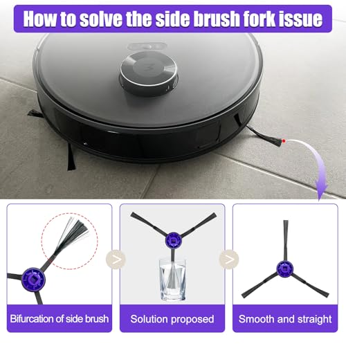 Side Brush Replacement Kits for Eureka E10S E20 Plus Robot Vacuum Cleaner Parts-6 Pack