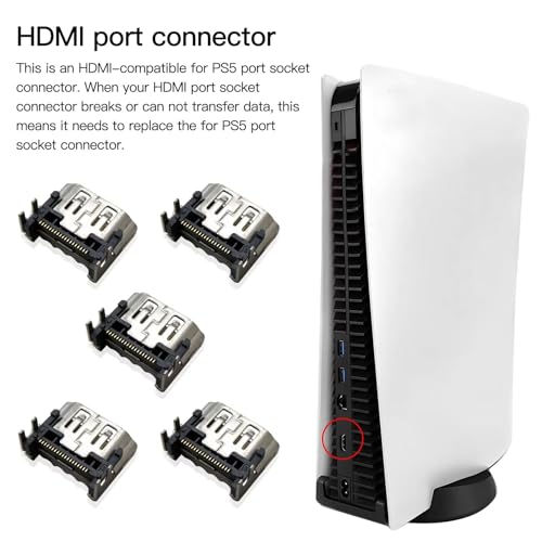 5 Pack HDMI Port Connector Socket for Sony PS5 Socket Jack Interface Connector Replacement for PS5 Console