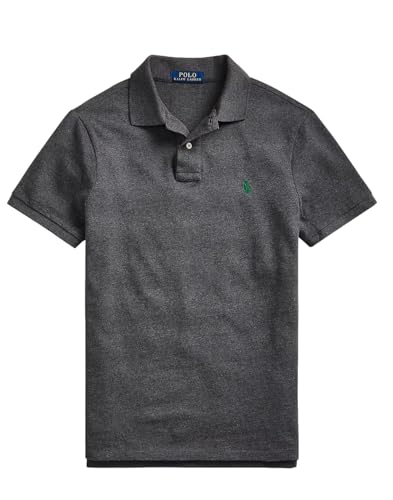 Image of POLO RALPH LAUREN Men's Custom Slim Fit Iconic Mesh Polo, Barclay Heather, Medium