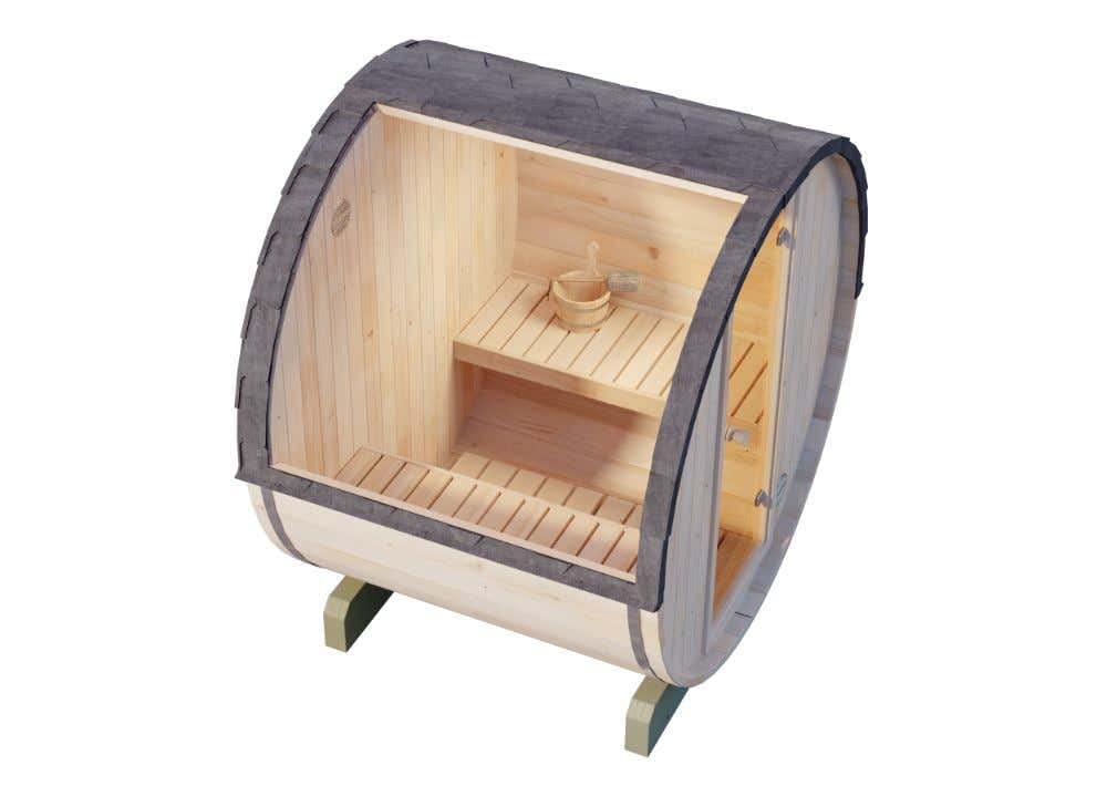 Fasssauna Mini XS 199x160cm Naturbelassen mit 42mm Wandstärke