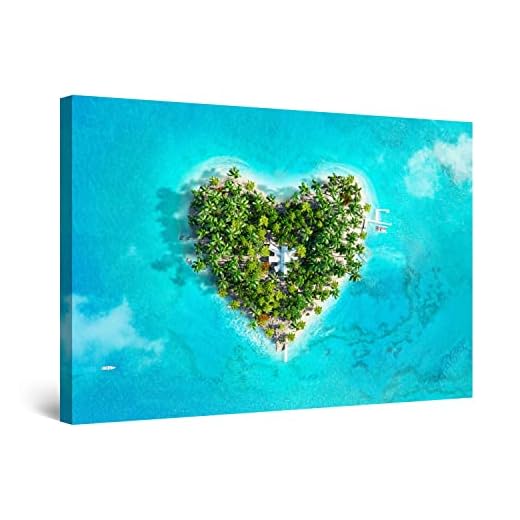 Startonight Cuadro Moderno en Lienzo Para Salon - Isla del Corazón - Pintura Abstracta Decoración Grande 80 x 120 cm
