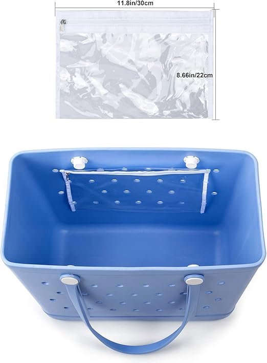 Rubber Beach Bag, Washable Moisture Resistant Durable Open Hole Tote Bag Beach Vacation Essentials3