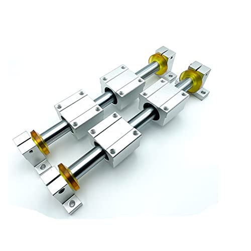 Coavoo 12mm Chrome Linear Rod L 40.16 inch /1020mm + Block Bearings SCS12UU + Aluminum Rail Support SK12, 12mm Smooth Steel Linear Motion Rail Shaft Guide Set Kit with Anti-Collision Rubber Ring