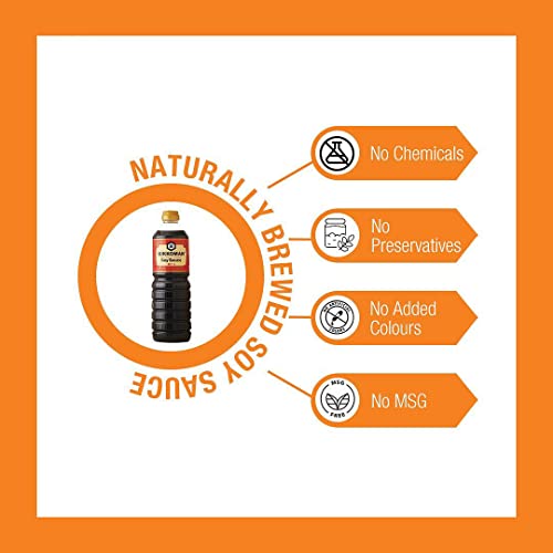 Image of Kikkoman Naturally Brewed Soy Sauce - 1 Litre | Made in Japan, All Purpose Seasoning - 4 ingredients- Soy Beans, Salt, Water, Wheat | Vegetarian, No Added Colour or Preservatives