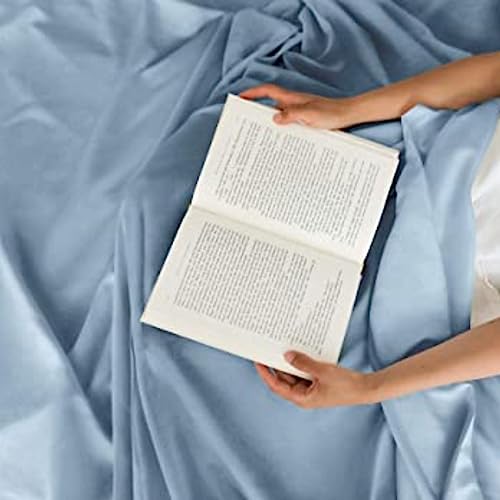 Image of Flat BedSheet with 2 Pillow Covers 600 TC 100% Egyptian Cotton Bedsheet Comfortable & Durable Hotel Quality Sheet (Super King 110x110, Light Blue)