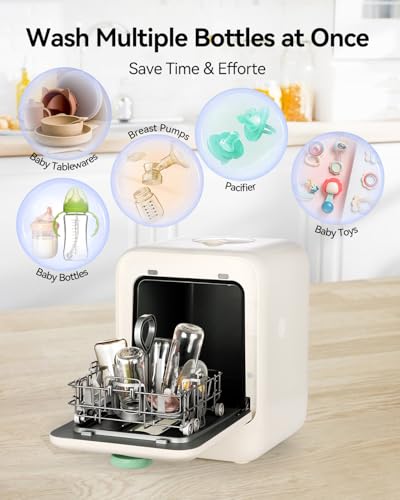 IAGREEA Baby Bottle Washer, Sterilizer and Dryer, All-in-One Pro Cleaning Machine for Bottles, Pump Parts & Baby Essentials, Effortless Care, Replaces Hand Washing, BPA-Free, 72-hour Storage