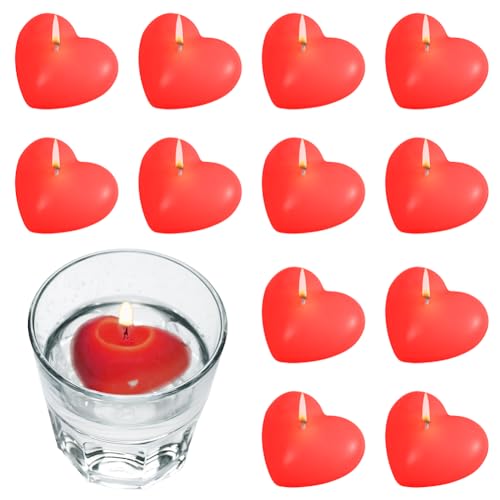 12 velas flotantes, coloridas en forma de corazón, velas...